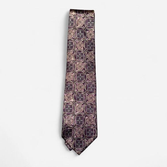 bill blass Other - Vintage 90s Bill Blass Purple and Tan Geometric Print Neck Tie